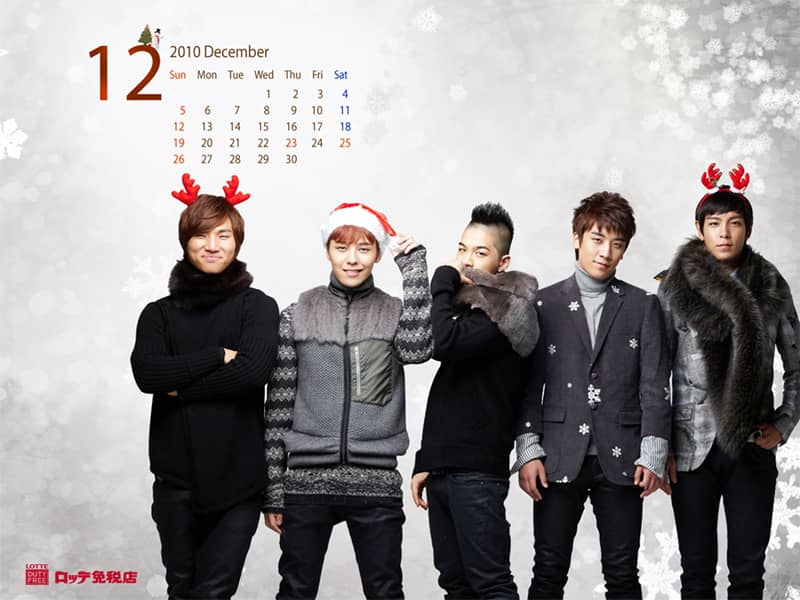 Обои (календарь) Big Bang на декабрь 2010 от Lotte Duty Free