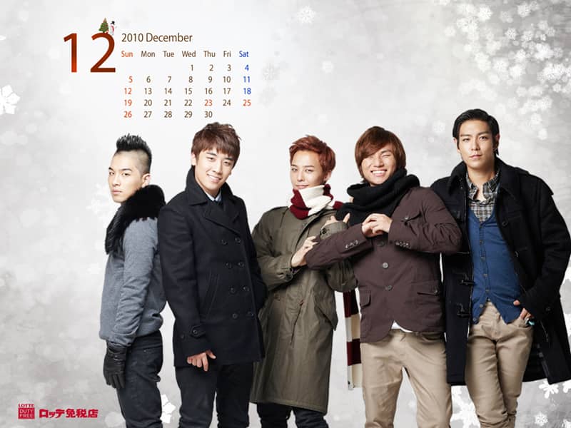 Обои (календарь) Big Bang на декабрь 2010 от Lotte Duty Free