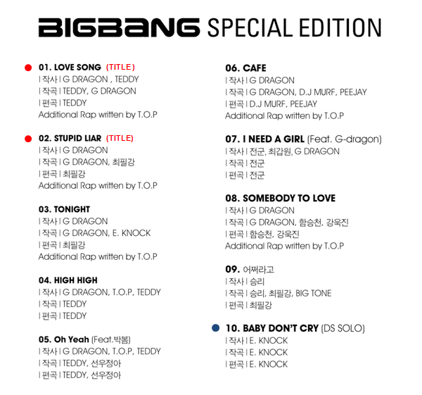Big Bang возвращаются с двумя новыми песнями "Love Song" и "Stupid Liar"
