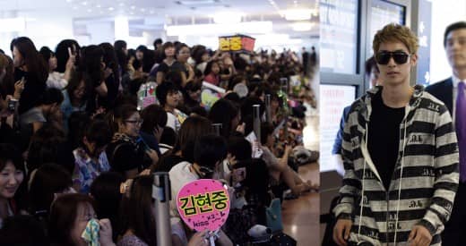 Ким Хен Чжун был встречен более чем 1000 фанатами в аэропорту Ханеда