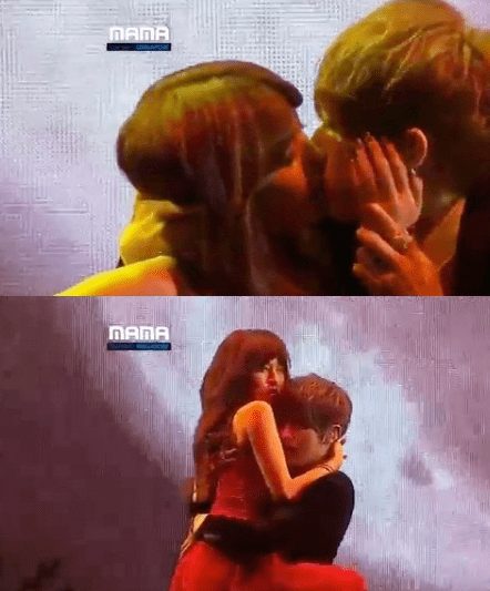 ХёнА из 4minute и ХёнСын из B2ST страстно поцеловались на "MAMA 2011"!
