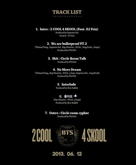 Bangtan Boys (BTS) представили трек-лист '2COOL 4SKOOL'