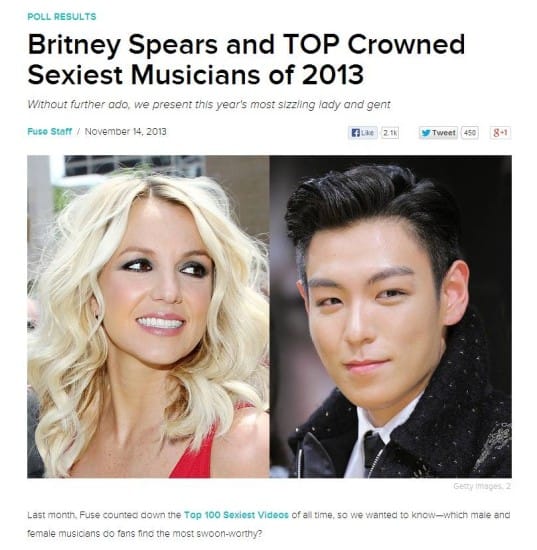 T.O.P и Бритни Спирс - самые сексуальные музыканты по мнению Fuse TV