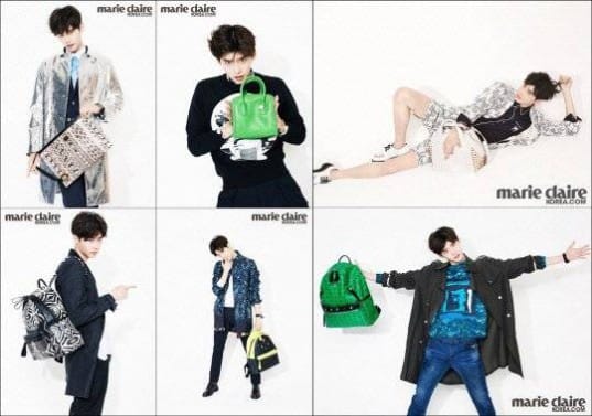 Ли Чон Сок продемонстрировал, как сумки и рюкзаки могут улучшить внешний вид на страницах Marie Claire