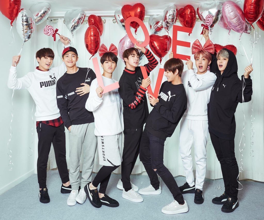 BTS и PUMA выпустили новые фото в честь Дня Всех Влюбленных