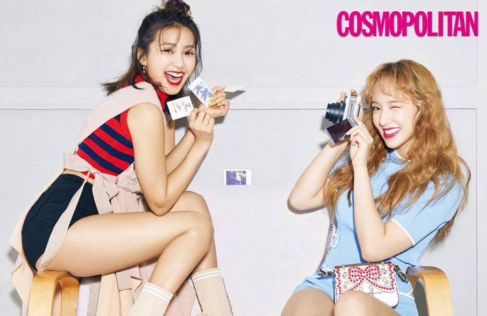 Бора из SISTAR и Чен Сяо из Cosmic Girls в яркой фотосессии для журнала "Cosmopolitan"