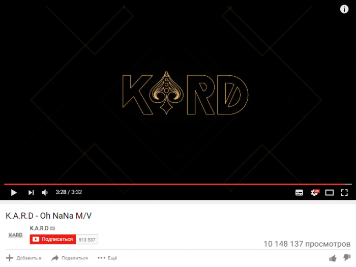 K.A.R.D и их клип "Oh NaNa" преодолели отметку в 10 миллионов просмотров на YouTube