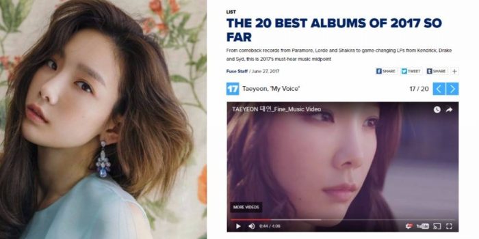 Тэён из Girls' Generation попала в список FUSE TV "Лучшие 20 альбомов 2017 года"