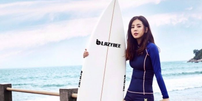 Хан Чэ А в фотосесси для рекламы бренда одежды "Lazybee"