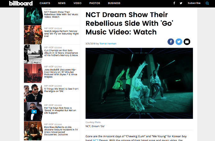 NCT Dream и их новый клип "Go" на вершине рейтингов iTunes
