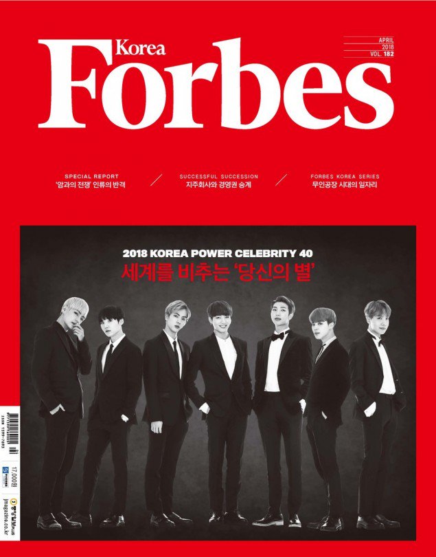 BTS появились на обложке Forbes + список 40 самых влиятельных знаменитостей Кореи