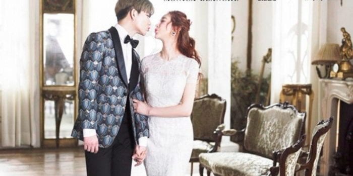 Актриса Хам Со Вон (42) и Джин Хуа (24) опубликовали свадебные фотографии
