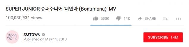 Видеоклип Super Junior на песню "Bonamana" набрал более 100 миллионов просмотров