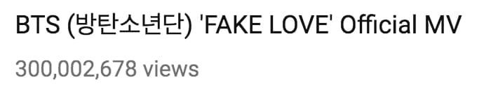 Клип BTS "Fake Love" набрал 300 миллионов просмотров