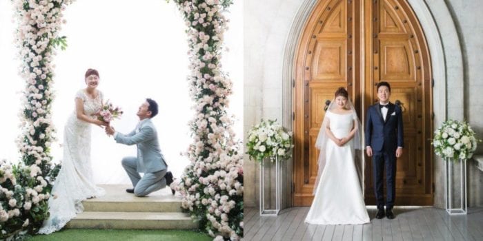 Известная комедийная пара Хон Юн Хва и Ким Мин Ки поделились свадебными фотографиями
