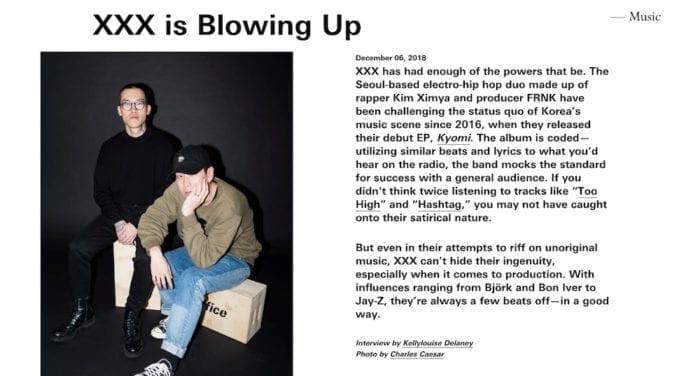 Корейский хип-хоп дуэт XXX все больше привлекает внимание американских СМИ