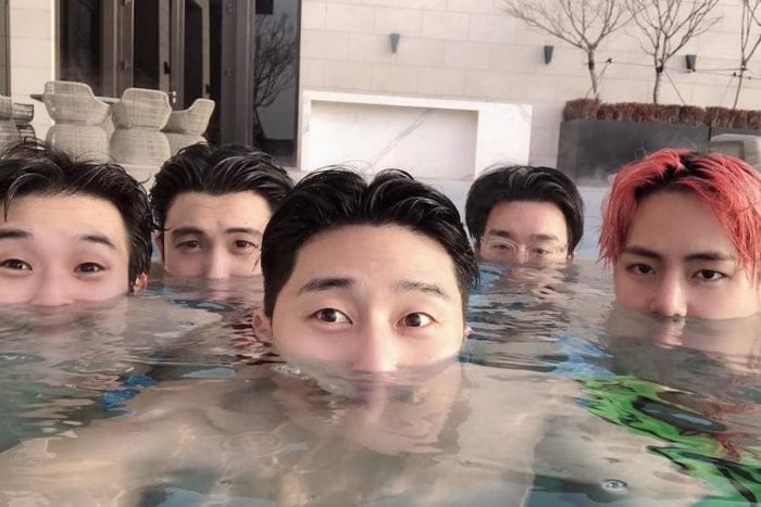 Пак Со Джун и Ви (BTS) совместно отметили дни рождения вечеринкой у бассейна