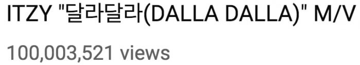 «DALLA DALLA» стал самым быстрым дебютным музыкальным клипом, достигшим 100 млн. просмотров