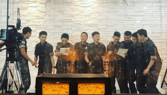 Сюмин, Чансоб, Ки, Онью, Сонгю, Юн Джисон приняли участие в записи военной песни