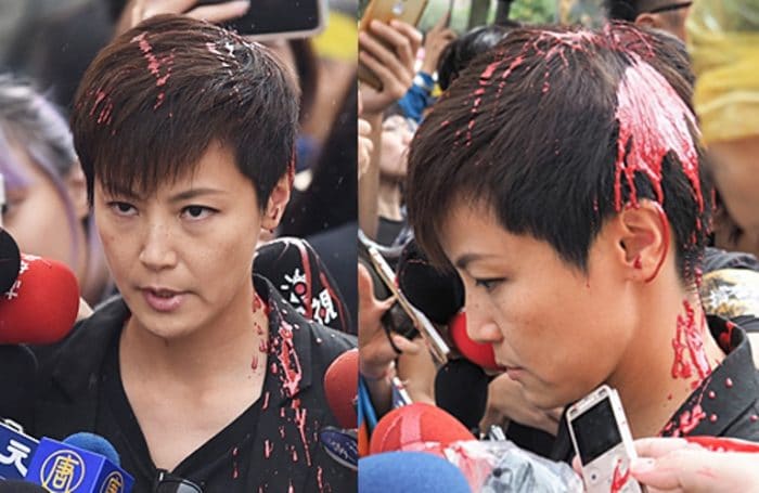 На Дэниз Хо напали во время ее участия в демонстрации в Тайване