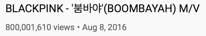 Клип на песню BLACKPINK "Boombayah" создает историю с достижением 800 млн просмотров на YouTube