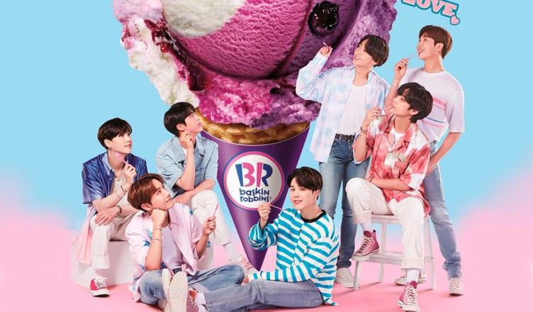 BTS и мороженое "Bora Bora" в их видео со съемок рекламы для Baskin Robbins