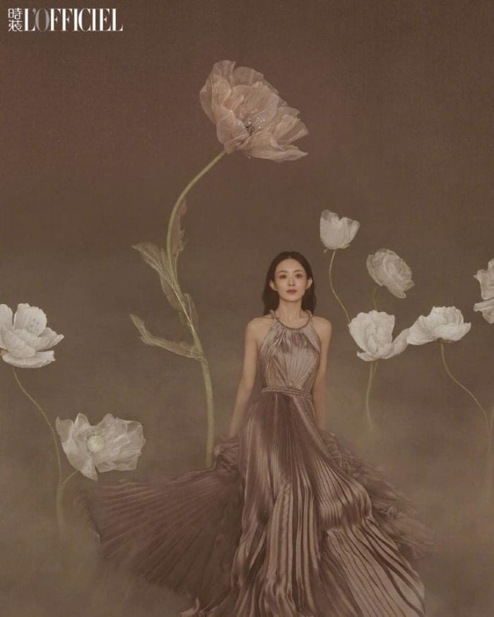 Чжао Ли Ин в образе цветочной феи для декабрьского выпуска L'Officiel