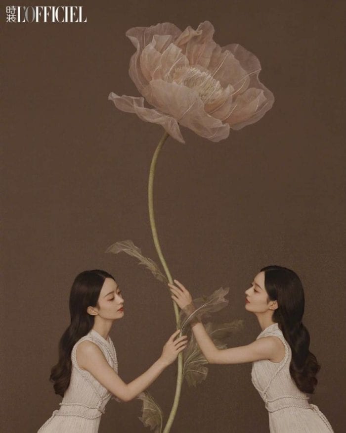 Чжао Ли Ин в образе цветочной феи для декабрьского выпуска L'Officiel