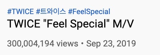 «Feel Special» TWICE стал восьмым клипом группы, набравшим 300 миллионов просмотров