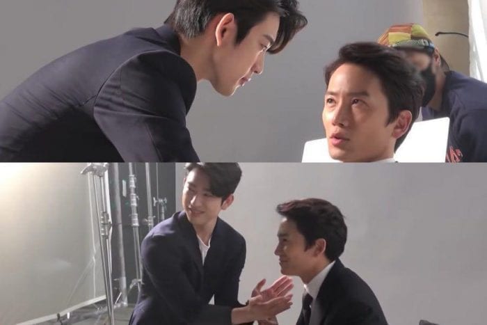 Джи Сон и Джинён из GOT7 нежно дразнят друг друга на съёмках постера к дораме «Дьявольский судья»