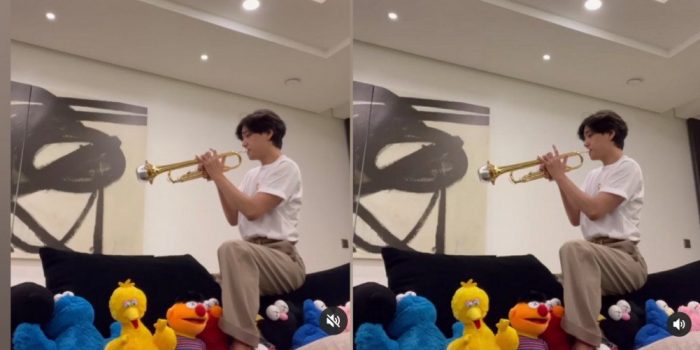 Ви (BTS) поделился впечатляющим видео, на котором он играет на трубе