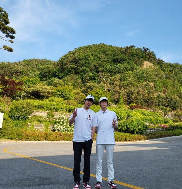 Ли Сан Ёп и Джин из BTS вместе сыграли в гольф