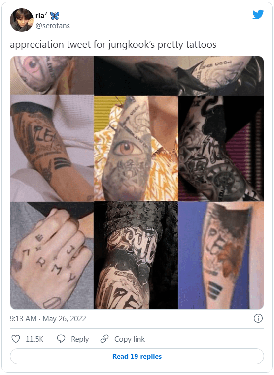 Чонгук из BTS показал новые татуировки, демонстрирующие его любовь к BTS и АРМИ