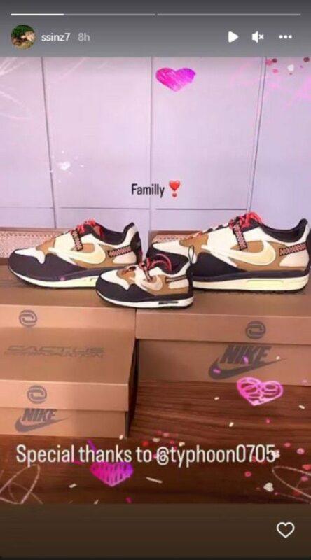 Пак Шин Хе показала семейный комплект кроссовок, подаренный после рождения сына