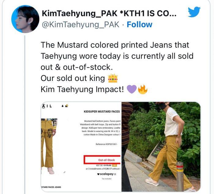 Опубликованные последние наряды Ким Тэхёна в Instagram были распроданы за считанные минуты