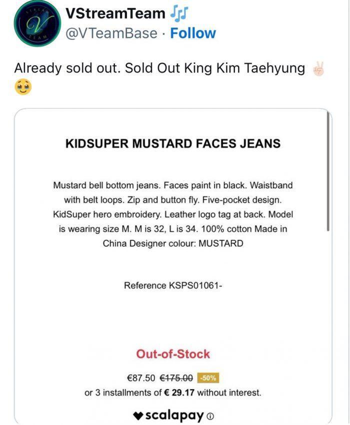 Опубликованные последние наряды Ким Тэхёна в Instagram были распроданы за считанные минуты