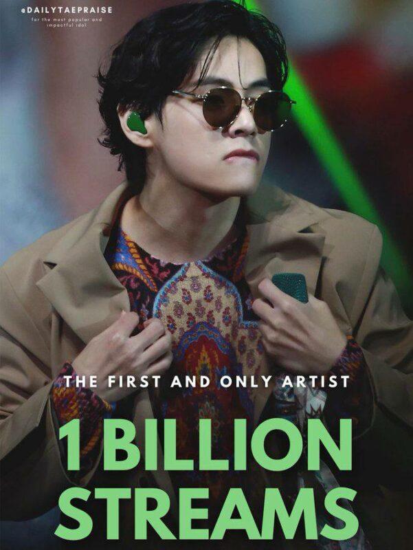 Ким Тэхён превысил 1 миллиард потоков на Spotify по всем титрам, не выпустив ни альбома, ни микстейпа