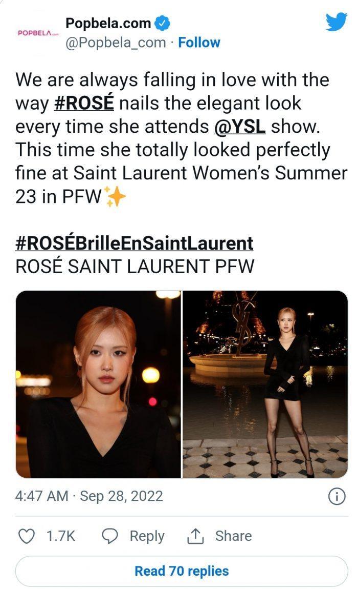 Сногсшибательный образ Розэ из BLACKPINK на показе Saint Laurent в Париже 
