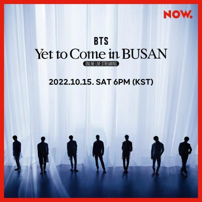 Бесплатная трансляция концерта BTS «Yet to Come in BUSAN»
