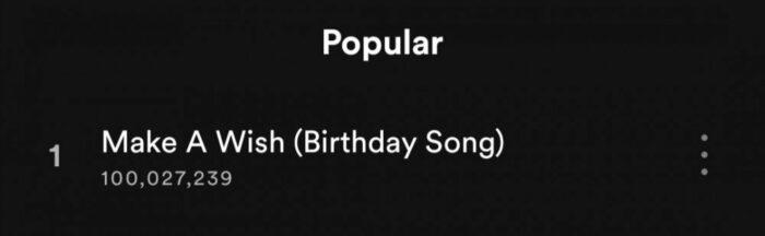 «Make A Wish (Birthday Song)» - второй трек NCT U, достигший 100 миллионов прослушиваний на Spotify