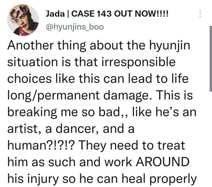 Нетизены обеспокоены травмой Хёнджина из Stray Kids и бездействием JYP Entertainment