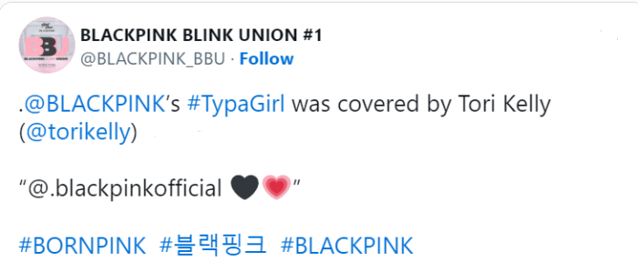 По сети разлетелся кавер американской певицы Тори Келли на песню "Typa Girl" от BLACKPINK