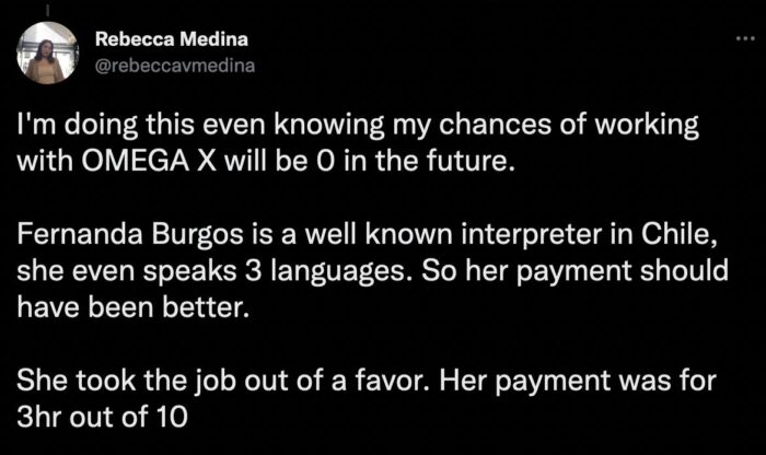 Журналист рассказала о грубом отношении персонала OMEGA X к переводчику из Чили