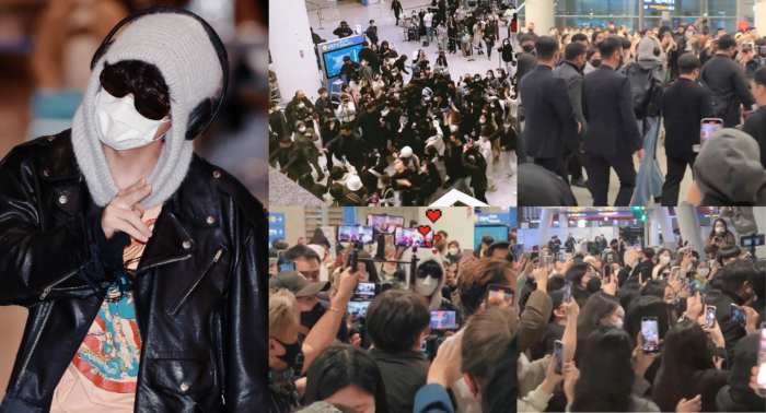 Обезумевшая толпа фанатов и репортеров встречала Ви из BTS в аэропорту 