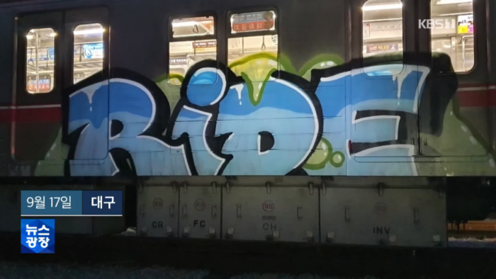 8 поездов метро Кореи стали жертвами вандализма иностранных граффити-художников