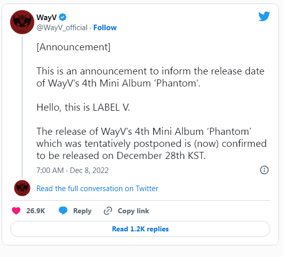 WayV объявляют новую дату камбэка с мини-альбомом «Phantom»