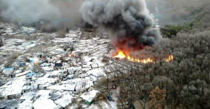 В трущобах Каннама произошел сильный пожар