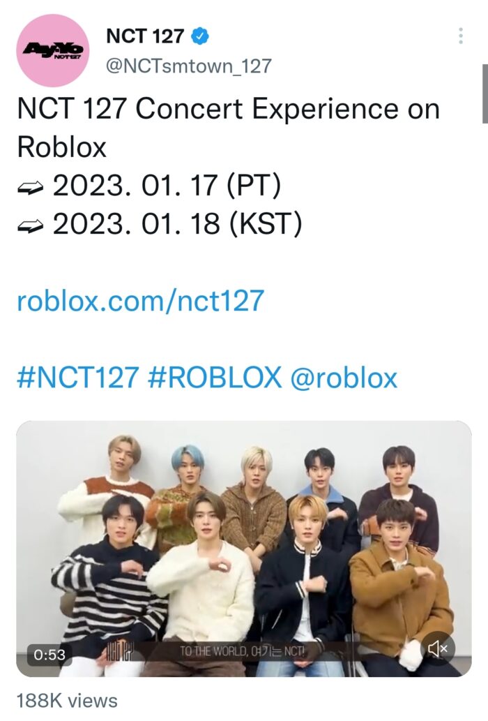 NCT 127 проведут виртуальный концерт на платформе Roblox