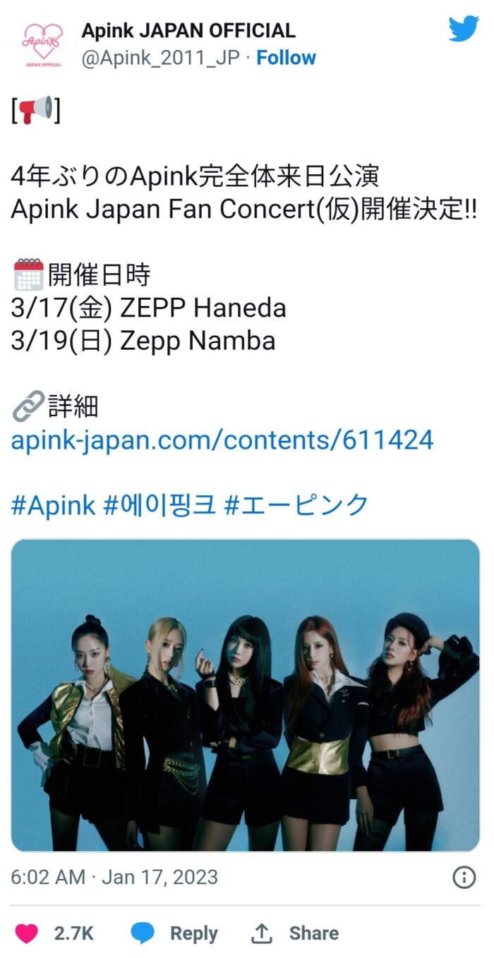 Apink проведут фан-концерты в Японии  