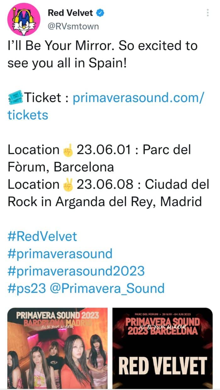 Red Velvet выступят на фестивале "Primavera Sound" в Испании